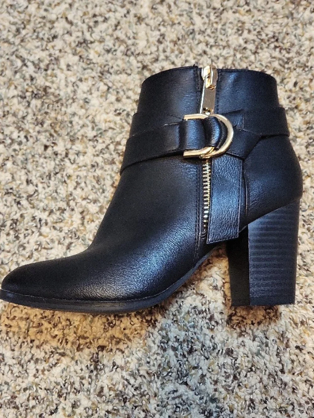 Apt. 9 Black Ankle Booties with Gold Buckle Detail